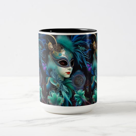 Madame Masquerade Aquamarin Zweifarbige Tasse (Mittel)