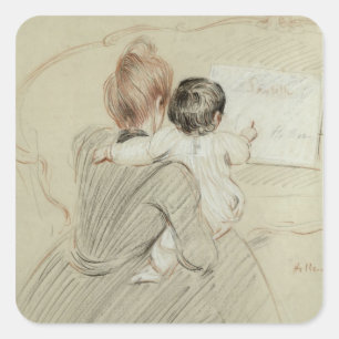 Madame Paul Helleu und ihre Tochter Paulette Quadratischer Aufkleber