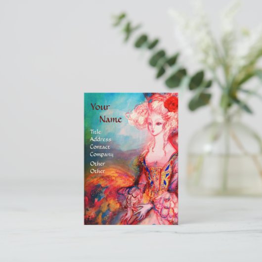 MADAME POMPADOUR Beauty Fashion Haar Gelb Blau Visitenkarte (Stehend Vorderseite)