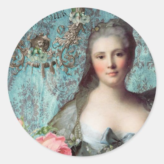 Madame Pompadour Envelope oder Gift Siegel Runder Aufkleber (Vorderseite)