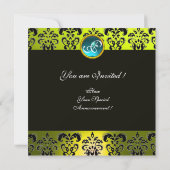 MADAME POMPADOUR, GELBE, SCHWARZE DAMASK-MONOGRAMM EINLADUNG (Rückseite)