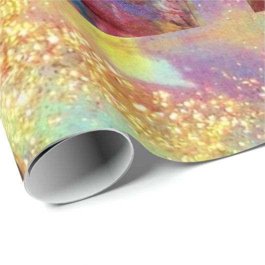 MADAME POMPADOUR / Hellgoldblaue Glitzern Geschenkpapier (Rolleneckpunkt)