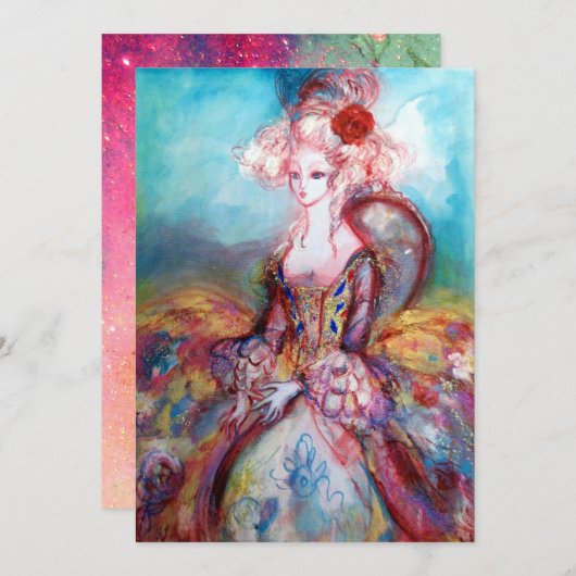 MADAME POMPADOUR,Party für klassische Kostüme Einladung (Vorne/Hinten)