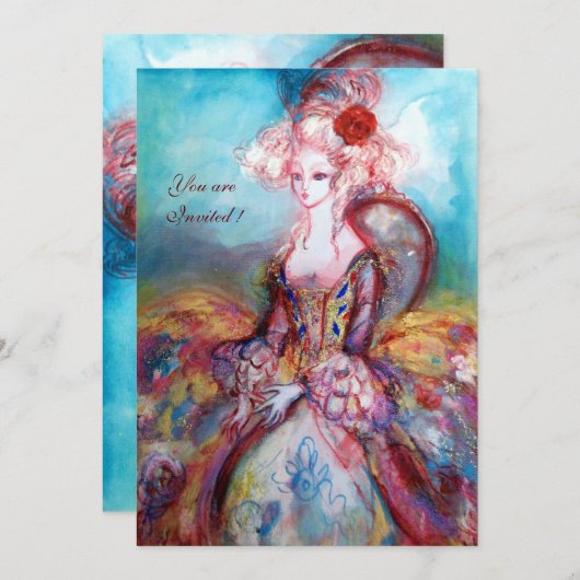 MADAME POMPADOUR,Party für klassische Kostüme Einladung (Vorne/Hinten)