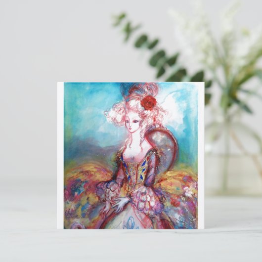 MADAME POMPADOUR Silver Metallic Einladung (Stehend Vorderseite)