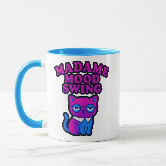 Madame Stimmungsschwankung – Lustige Katzenlaune Tasse (Links)