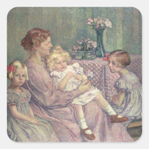 Madame van de Velde und ihre Kinder, 1903 Quadratischer Aufkleber