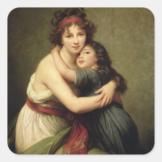 Madame Vigee-Lebrun und ihre Tochter Quadratischer Aufkleber (Vorderseite)