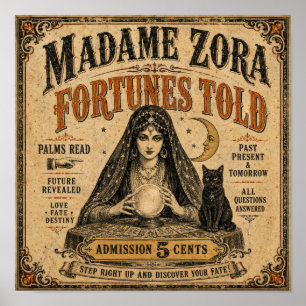 Madame Zora Wahrsagerin Vintage Poster