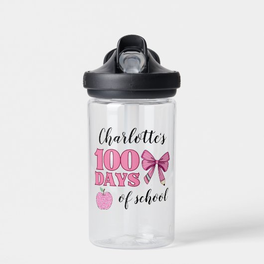 Mädchen 100 Tage Schule Rosa Stift Bow Trinkflasche (Vorne)
