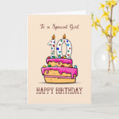 Mädchen 10. Geburtstag, 10 auf Sweet Pink Cake Karte (Gelbe Blume)