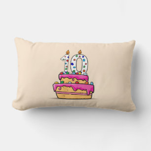 Mädchen 10. Geburtstag, 10 auf Sweet Pink Cake Lendenkissen