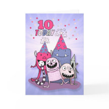 Mädchen 10. Geburtstag Rosa im Lila Cartoon Monste