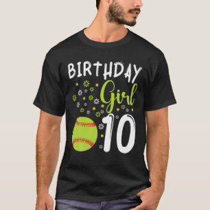 Mädchen 10. Geburtstag Softball Girls Player Funn T-Shirt