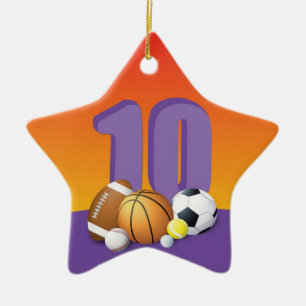 Mädchen 10. Geburtstag Sportbälle Keramik Ornament