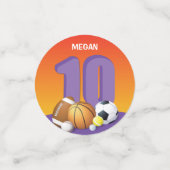 Mädchen 10. Geburtstag Sportbälle Konfetti (Klein Vorderseite)