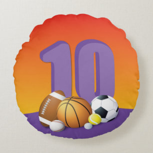 Mädchen 10. Geburtstag Sportbälle Rundes Kissen