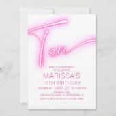 Mädchen 10. Neon Teen Geburtstag Einladung (Vorderseite)