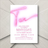 Mädchen 10. Neon Teen Geburtstag Einladung