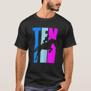 Mädchen 10. Reiten Geburtstag Rosa Retro Pferd T-Shirt