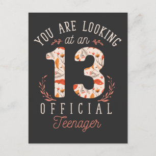 Mädchen 13. Geburtstag Blick auf einen Offiziellen Postkarte