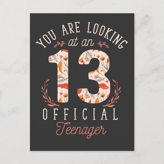 Mädchen 13. Geburtstag Blick auf einen Offiziellen Postkarte (Vorderseite)