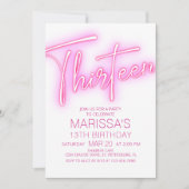 Mädchen 13. Neon Teen Geburtstag Einladung (Vorderseite)