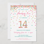 Mädchen 14. Geburtstag Einladung vierzehnten Gebur (Vorderseite)
