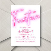 Mädchen 14. Neon Teen Geburtstag Einladung
