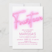 Mädchen 14. Neon Teen Geburtstag Einladung (Vorderseite)