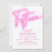 Mädchen 15. Neon Teen Geburtstag Einladung (Vorderseite)