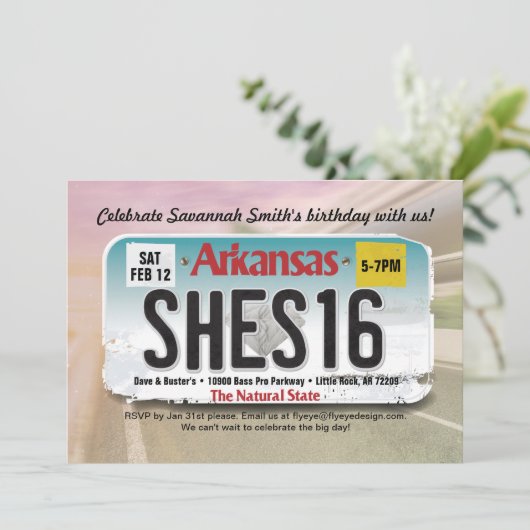 Mädchen 16. Geburtstag Arkansas Lizenz Einladung (Stehend Vorderseite)