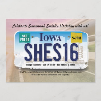 Mädchen 16. Geburtstag Iowa Lizenz Einladung