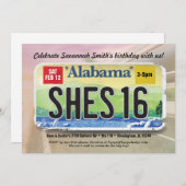 Mädchen 16. Tag Alabama Lizenz Einladung (Vorne/Hinten)