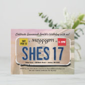 Mädchen 17. Geburtstag Mississippi Einladung (Stehend Vorderseite)