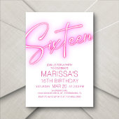 Mädchen 17. Neon Teen Geburtstag Einladung