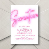 Mädchen 17. Neon Teen Geburtstag Einladung