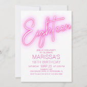 Mädchen 18. Neon Teen Geburtstag Einladung (Vorderseite)