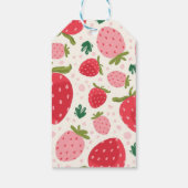 Mädchen 1. Geburtstag Erdbeere Gingham Danke Geschenkanhänger (Rückseite)