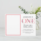 Mädchen 1. Geburtstag Foto Einladung (Stehend Vorderseite)