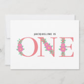 Mädchen 1. Geburtstag Foto Einladung (Rückseite)