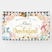 Mädchen 1. Geburtstag Hintergrund Alice im Land Banner (Horizontal)