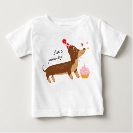 Mädchen 1. Geburtstag Let's Pawty Niedlichen Party Baby T-shirt
