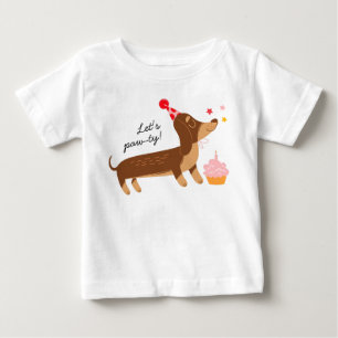 Mädchen 1. Geburtstag Let's Pawty Niedlichen Party Baby T-shirt
