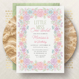 Mädchen 1. Geburtstag Miss One derful Floral Einladung
