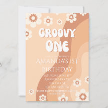 Mädchen 1. Geburtstag Party Retro Neutral Groovy 1