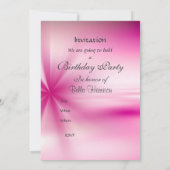 Mädchen 1. Geburtstag Party Rosa Silber Einladung (Rückseite)