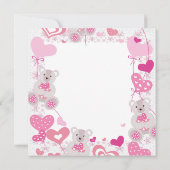 Mädchen 1. Geburtstag Party Teddy Bärenherzen Einladung (Rückseite)