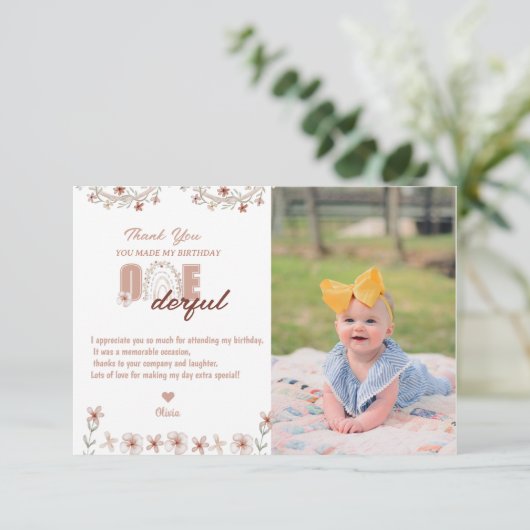 Mädchen 1. Geburtstag | Rainbow Boho Dankeskarte (Stehend Vorderseite)