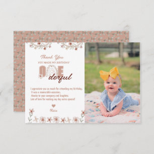 Mädchen 1. Geburtstag   Rainbow Boho Dankeskarte